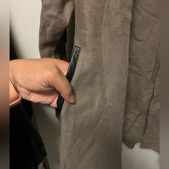 Monk & Lou Linen Trench Coat Size Large - Picture 4 of 5